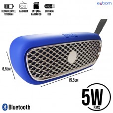 Caixa de Som Portátil Recarregável 5W RMS Bluetooth/Rádio FM/SD/USB Mercedes Exbom NBS-13 - Azul